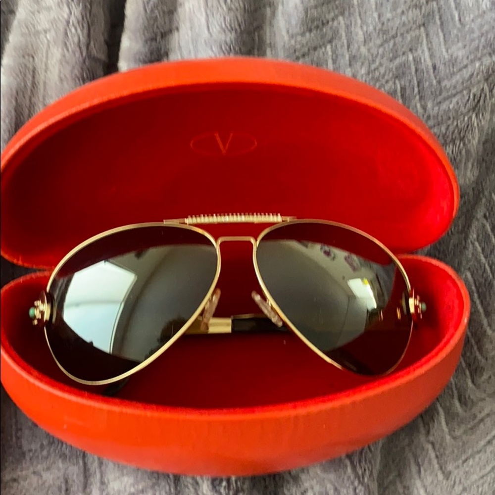 Valentino Brown/Turqoise Aviator Sunglasses
